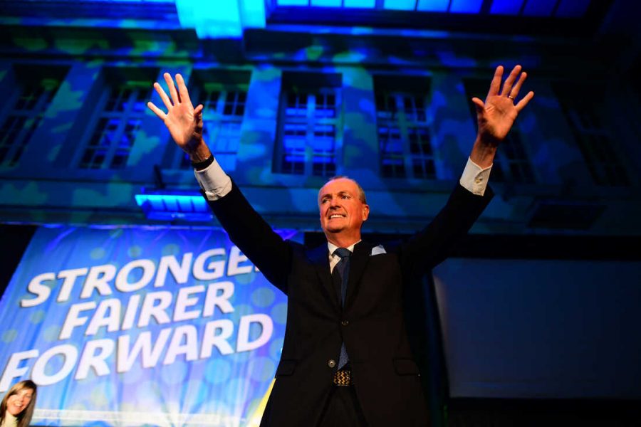 ASBURY PARK, NJ - NOVEMBER 02: New Jersey Governor Phil Murphy speaks during an election night event at Grand Arcade at the Pavilion on November 2, 2021 in Asbury Park, New Jersey. New Jersey residents went to the polls Tuesday to vote in the gubernatorial race where Murphy faced off against Republican challenger Jack Ciattarelli.  (Photo by Mark Makela/Getty Images)