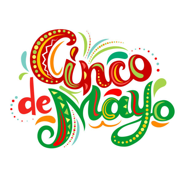 Greeting lettering with abstract Mexican style ornament. Vector illustration.