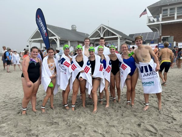‘Rock Swim Team after they finished their wade at Swim Across America. 
