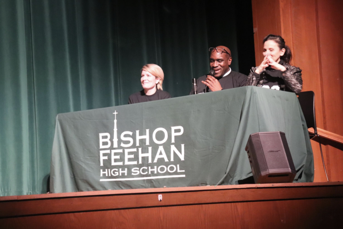 Feehan’s Got Talent 2024 judges’ Mrs. Seals (left), Mr. Grant (middle), and Mrs. Strunin (right).   