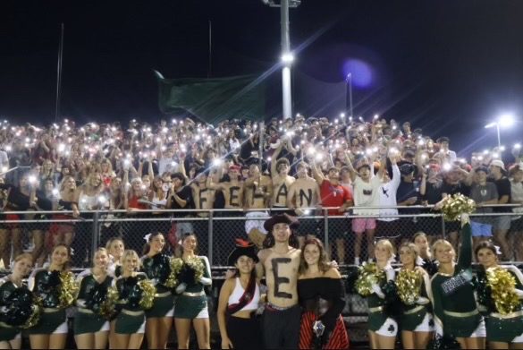 Students cheer at Bishop Feehan’s first home football game vs Chelmsford on September 13.