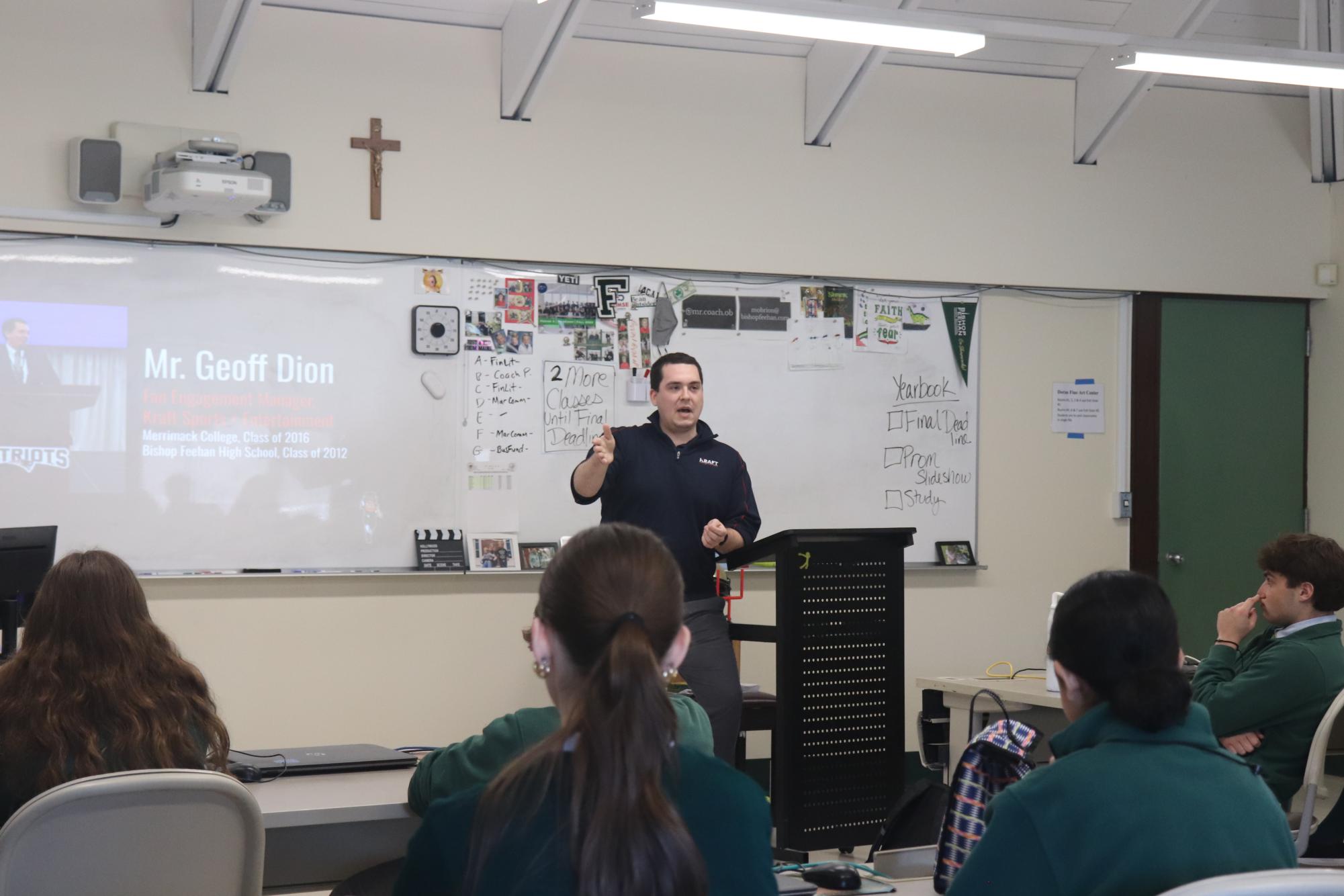 Mr. Geoff Dion (Feehan Class of 2012) of Kraft Sports and Entertainment