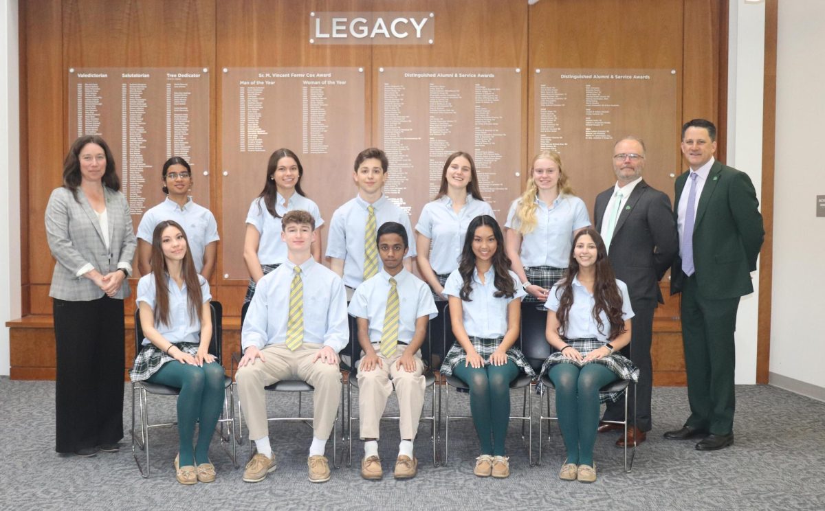 Front Row: Fiona McCally, Salutatorian James Kennedy, Valedictorian Rohit De, Tree Dedicator Katherine Zhang, Elena Borden

Back Row: Vice Principal of Academics Charlotte Lourenco, Ritika Roy, Abigail Salwierz, William Sadler, Avary Serpa, Madelyn Steel, Principal Sean Kane, President Tim Sullivan