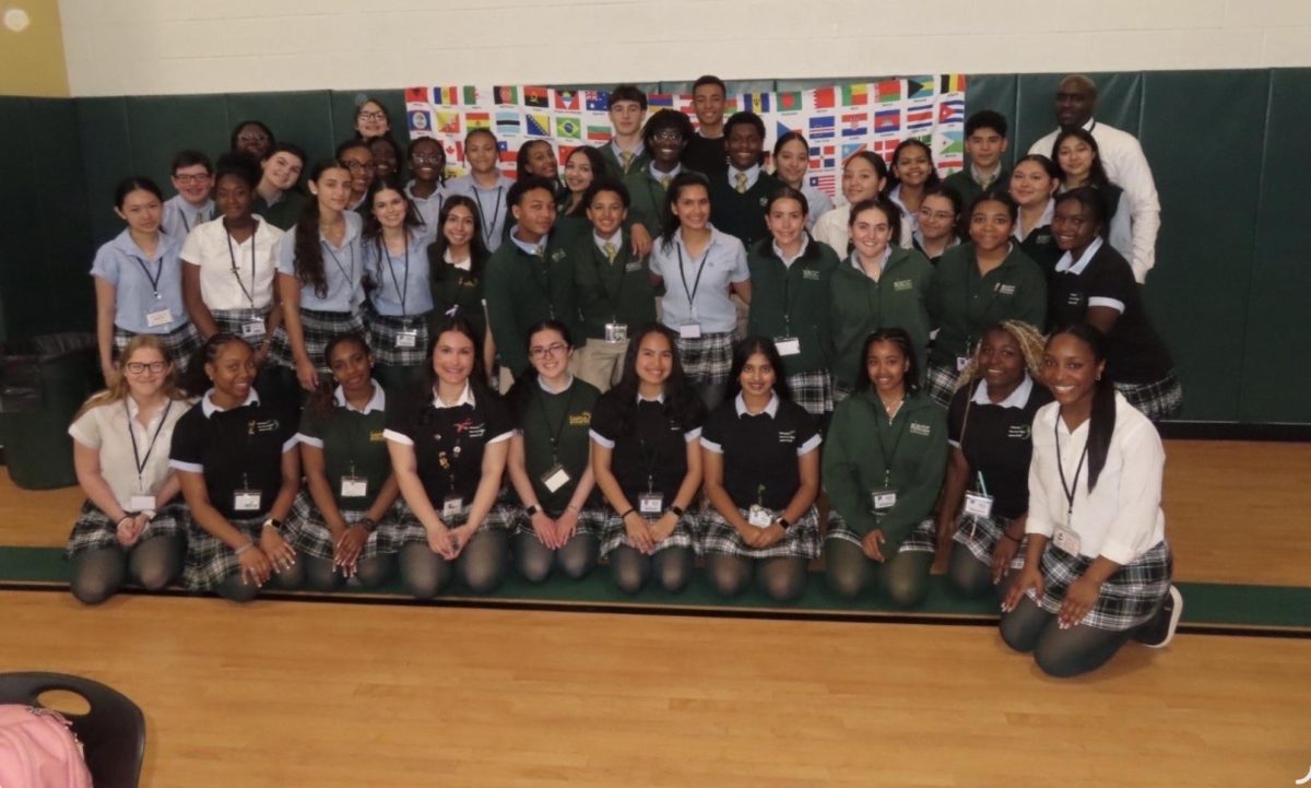 Members of the Feehan Multicultural Association celebrating at the pot luck lunch 